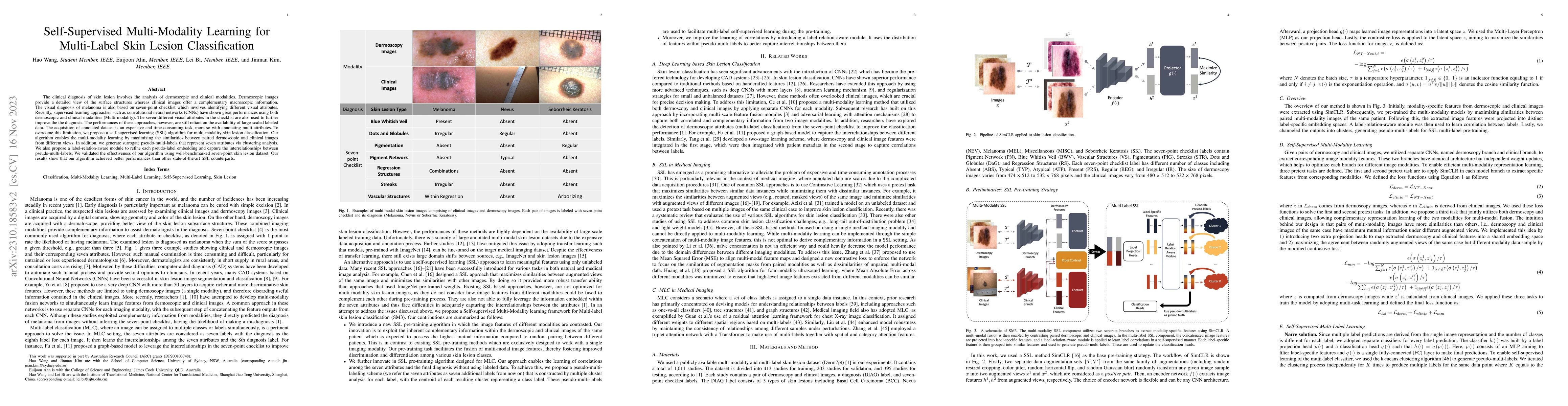 Thumbnail for Self-Supervised Multi-Modality Learning for Multi-Label Skin Lesion
  Classification