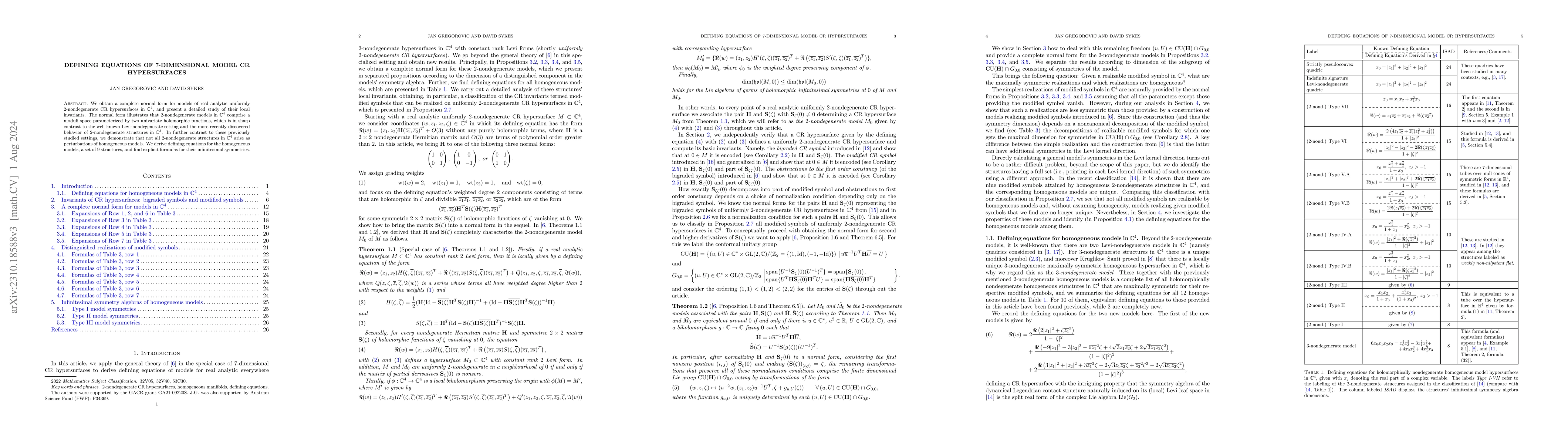Thumbnail for Defining equations of $7$-dimensional model CR hypersurfaces