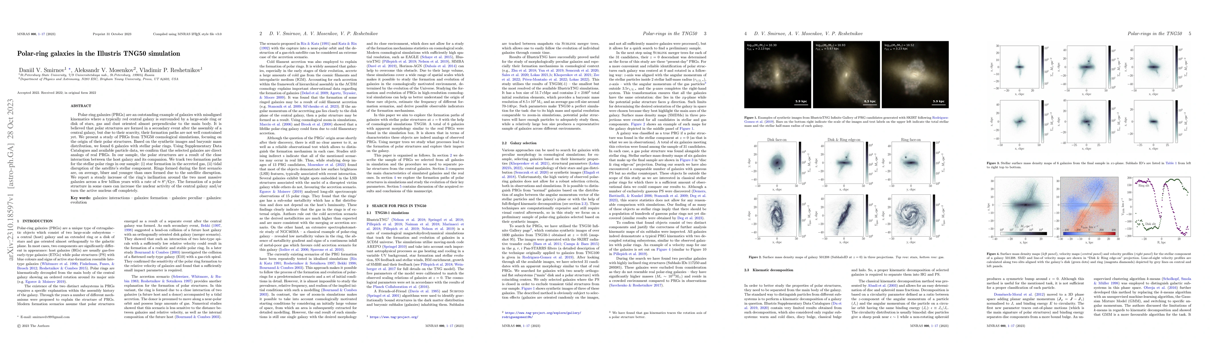 Thumbnail for Polar-ring galaxies in the Illustris TNG50 simulation