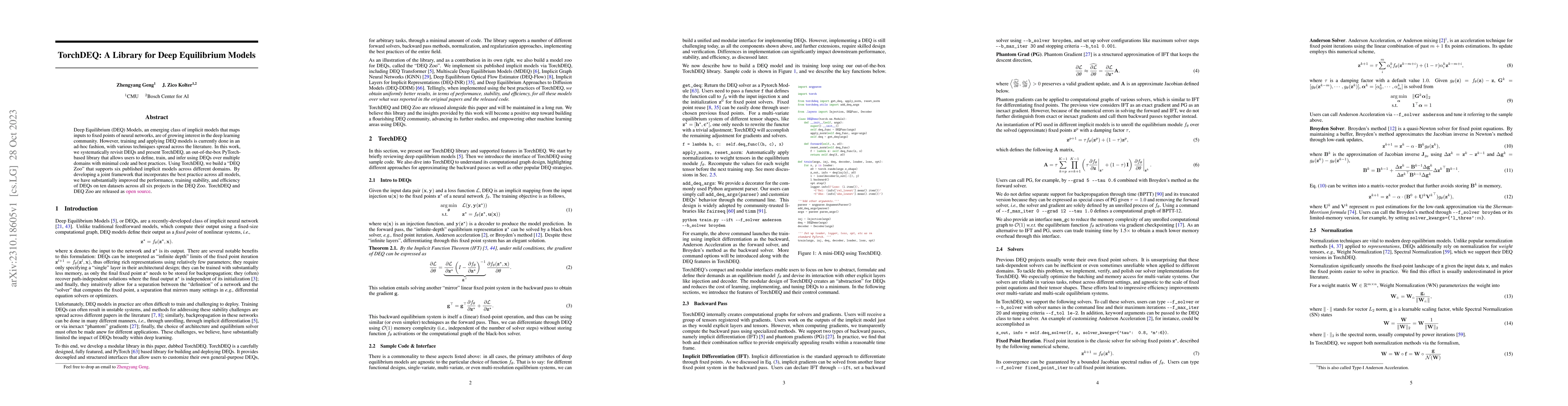 Thumbnail for TorchDEQ: A Library for Deep Equilibrium Models
