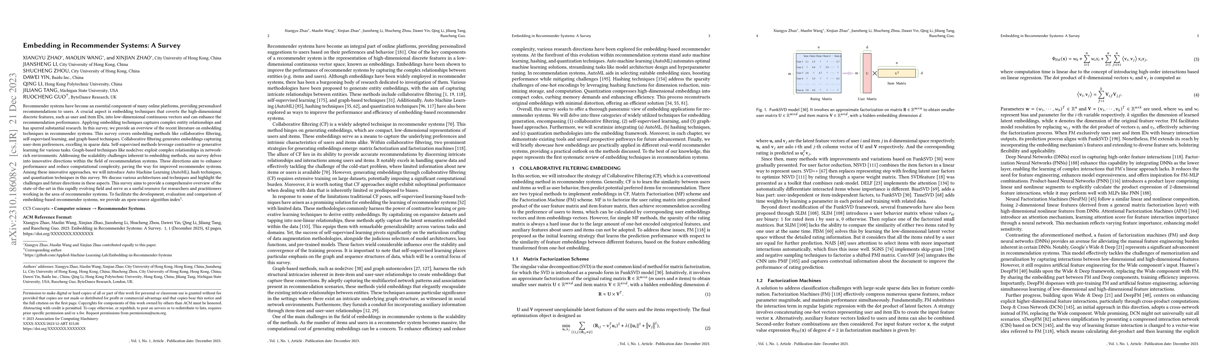 Thumbnail for Embedding in Recommender Systems: A Survey
