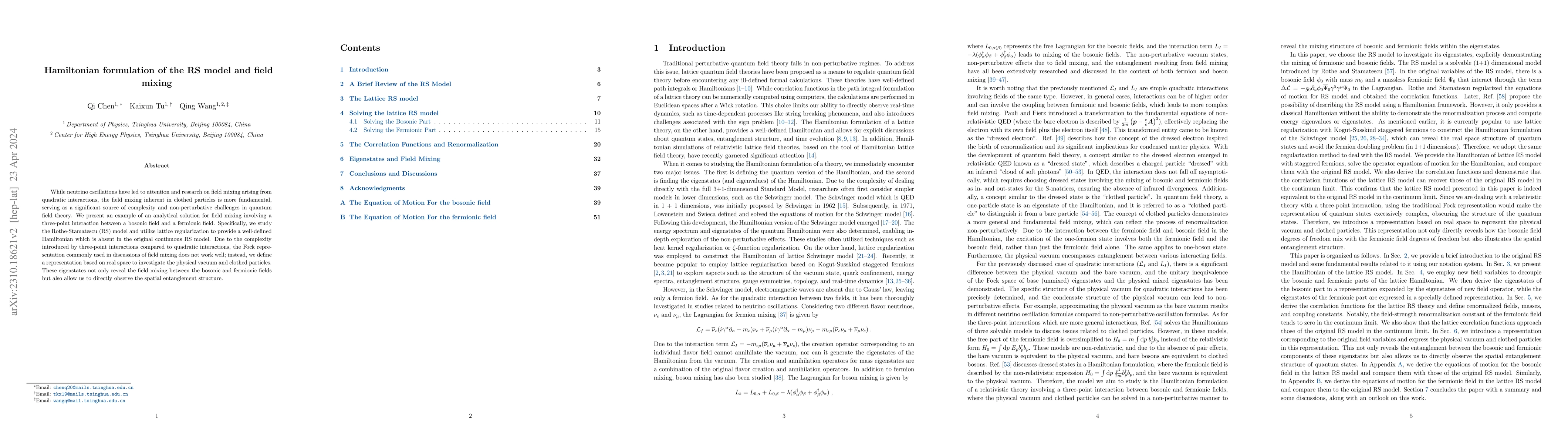 Thumbnail for Hamiltonian formulation of the RS model and field mixing