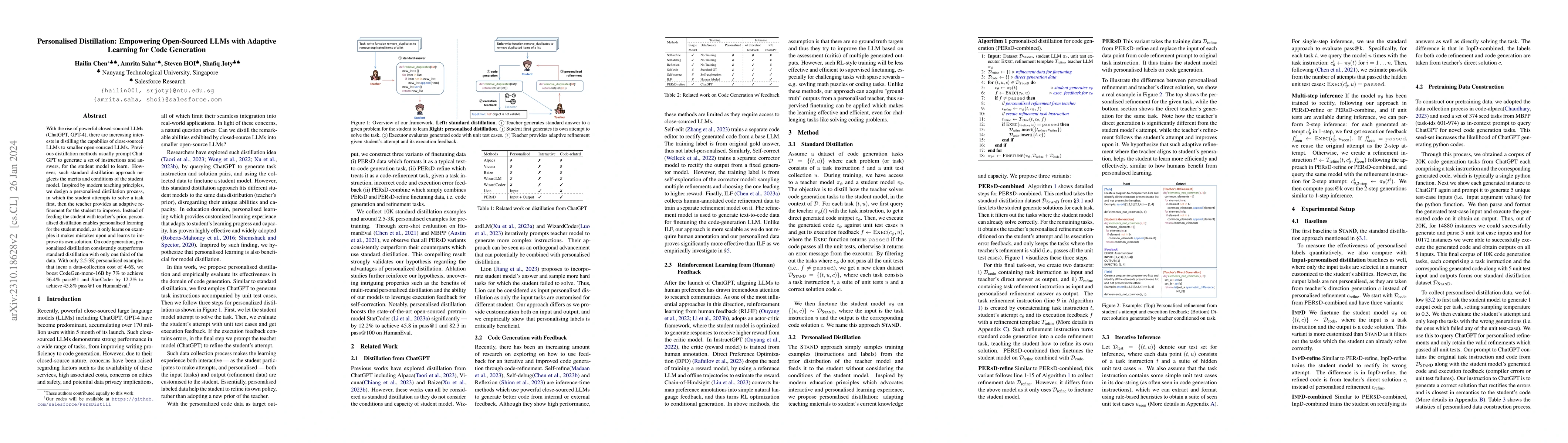 Thumbnail for Personalised Distillation: Empowering Open-Sourced LLMs with Adaptive
  Learning for Code Generation