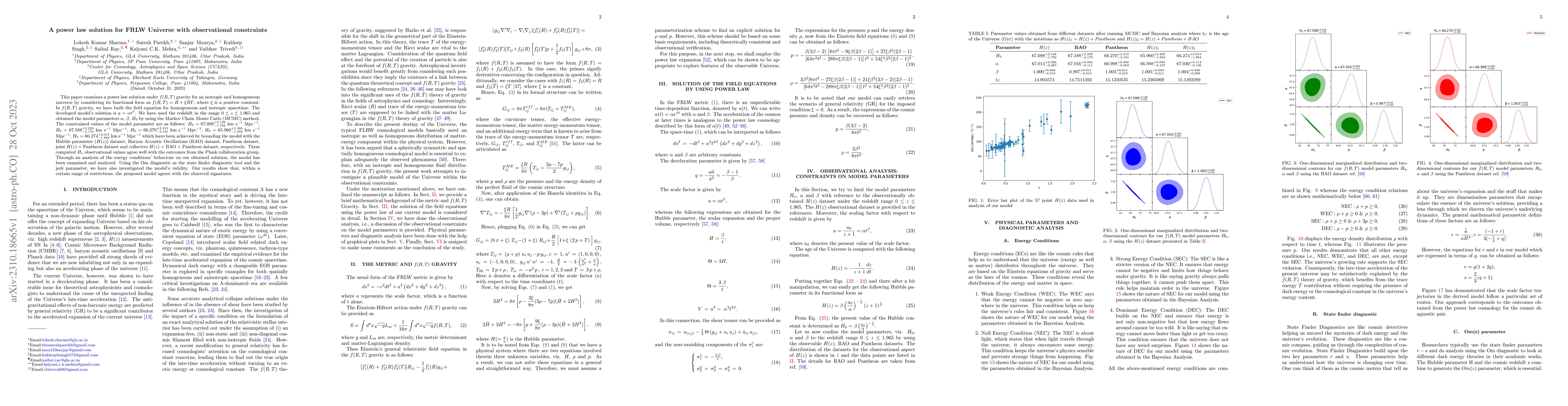 Thumbnail for A power law solution for FRLW Universe with observational constraints