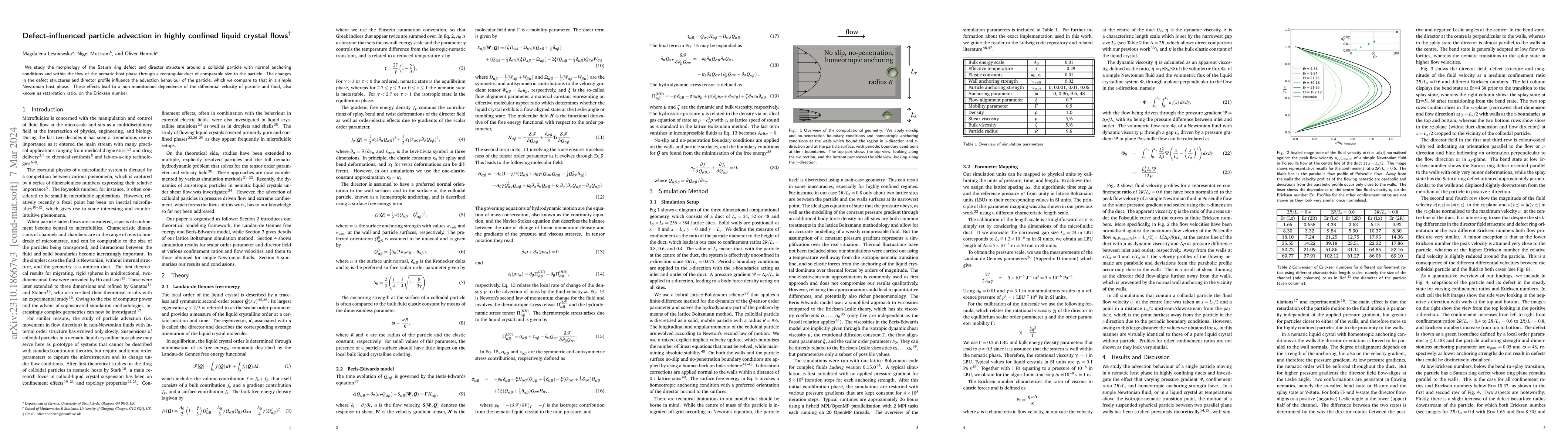 Thumbnail for Defect-influenced particle advection in highly confined liquid crystal
  flows