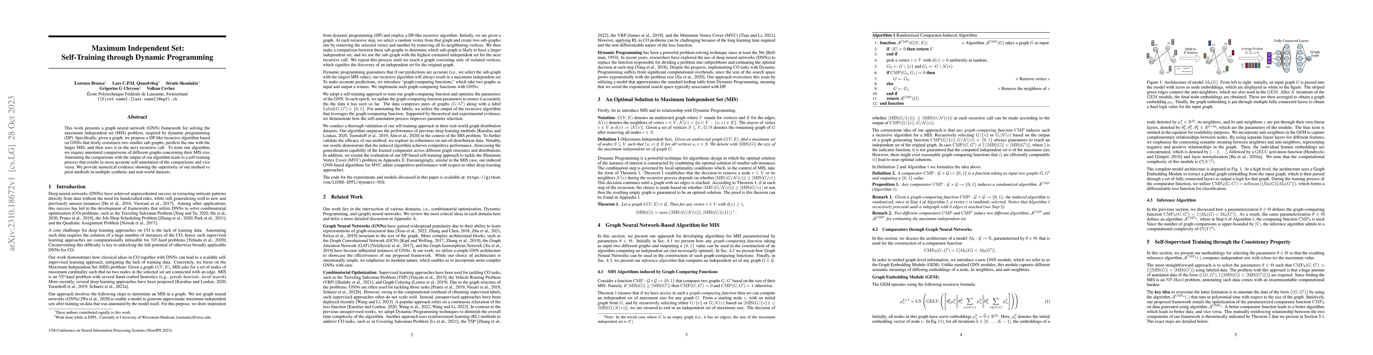 Thumbnail for Maximum Independent Set: Self-Training through Dynamic Programming