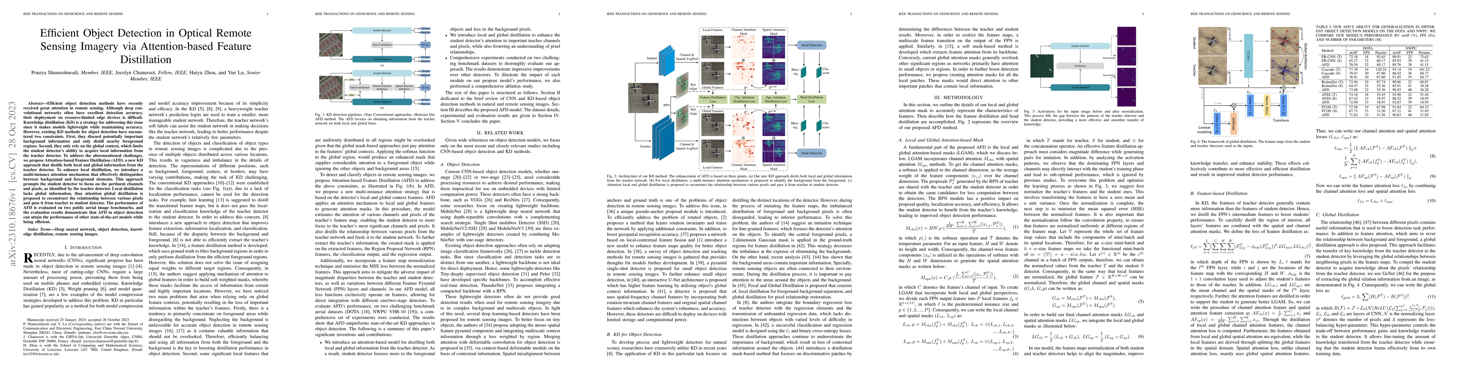 Thumbnail for Efficient Object Detection in Optical Remote Sensing Imagery via
  Attention-based Feature Distillation