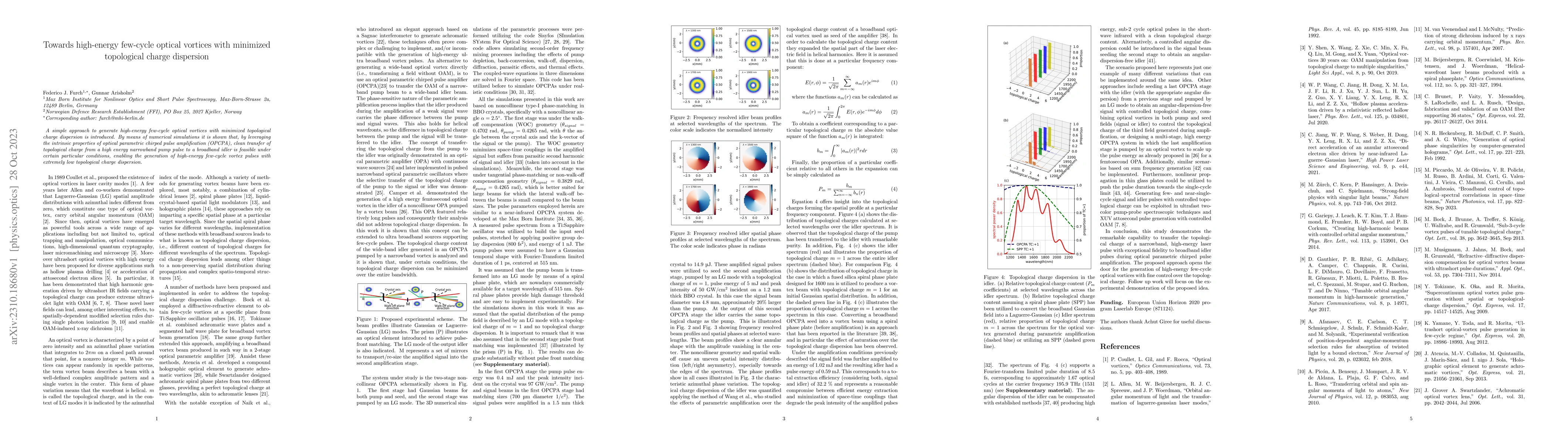 Thumbnail for Towards High-Energy Few-Cycle Optical Vortices with Minimized
  Topological Charge Dispersion