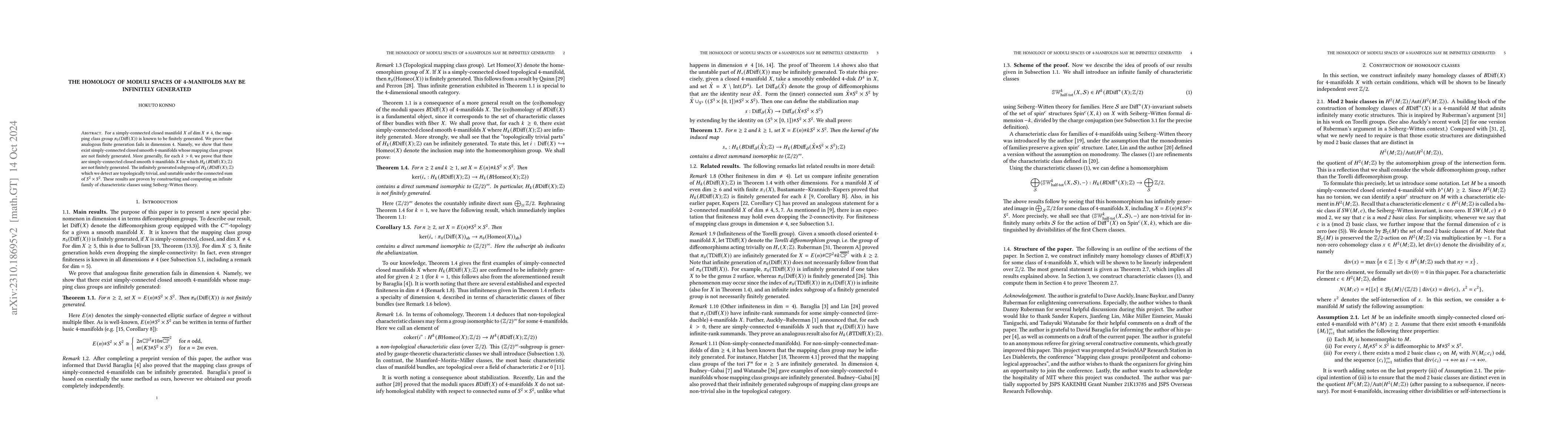 Thumbnail for The homology of moduli spaces of 4-manifolds may be infinitely generated