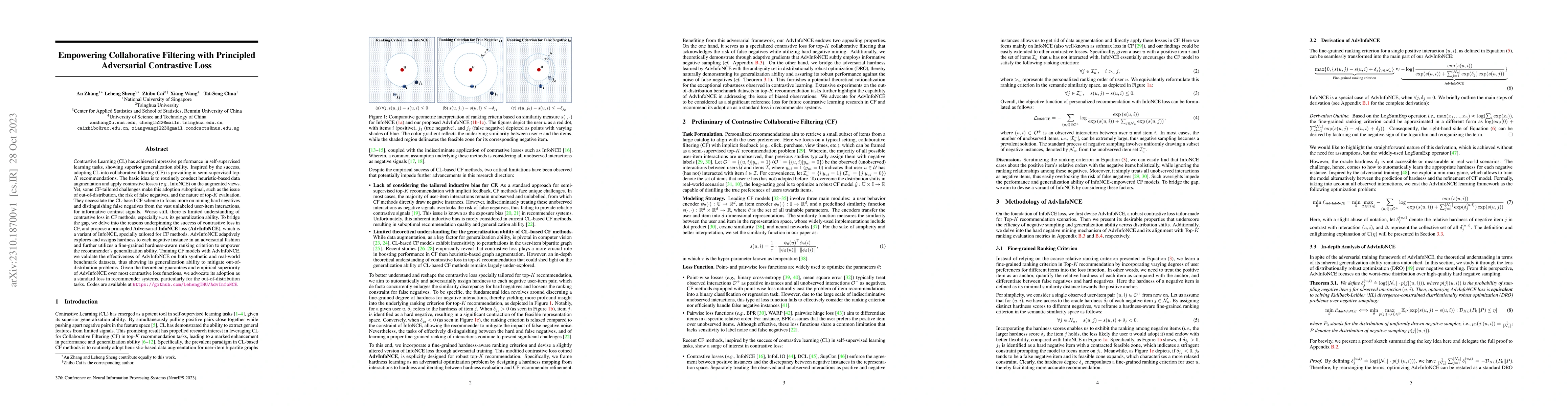 Thumbnail for Empowering Collaborative Filtering with Principled Adversarial
  Contrastive Loss