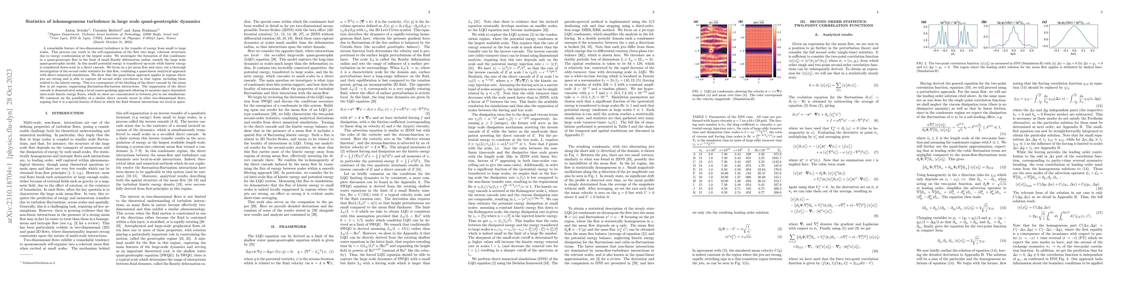 Thumbnail for Statistics of inhomogeneous turbulence in large scale quasi-geostrophic
  dynamics