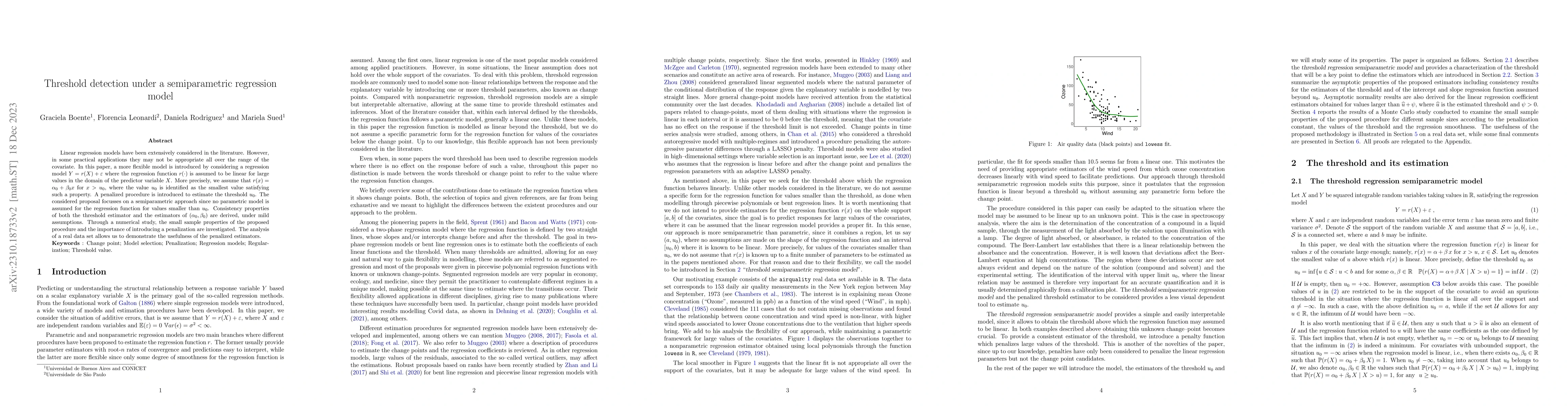 Thumbnail for Threshold detection under a semiparametric regression model