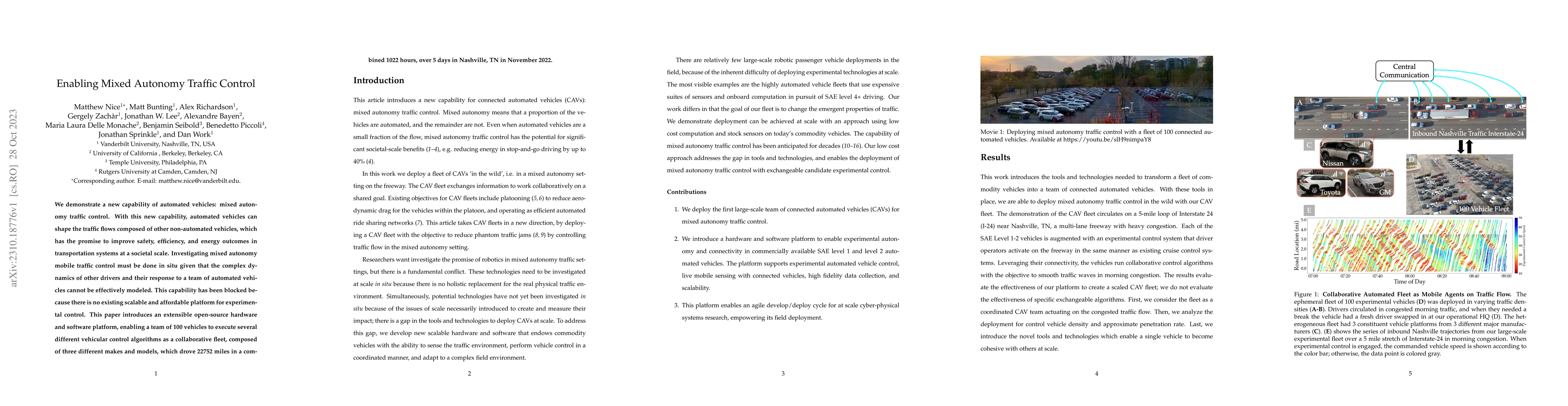 Thumbnail for Enabling Mixed Autonomy Traffic Control