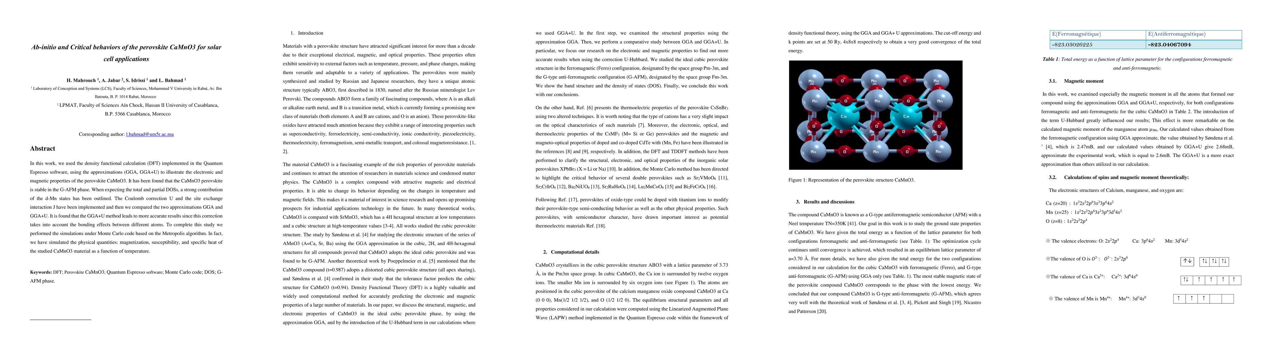 Thumbnail for Ab-initio and Critical behaviors of the perovskite CaMnO$_3$ for solar
  cell applications