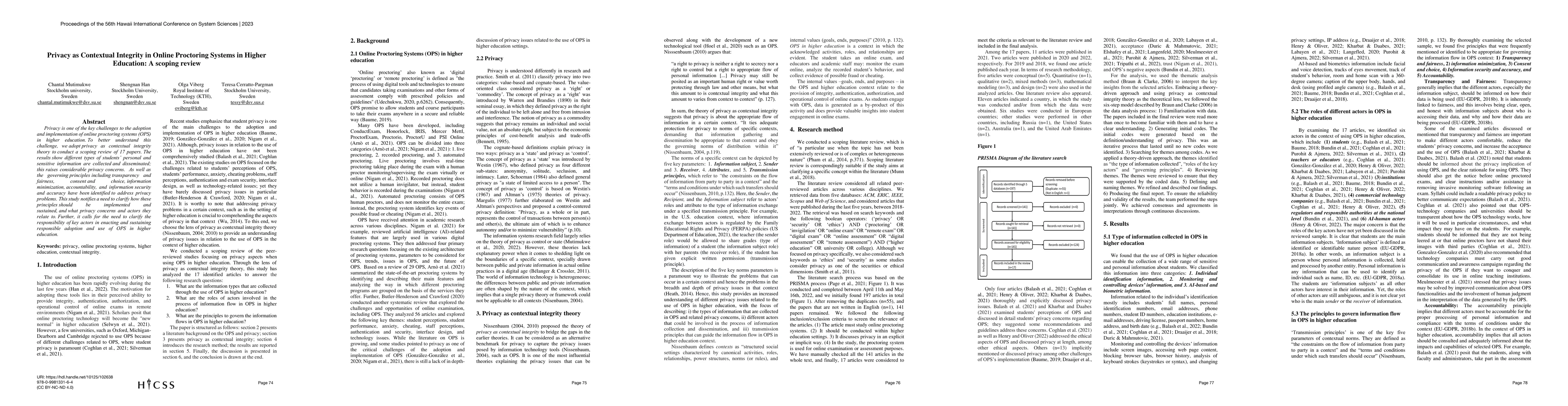 Thumbnail for Privacy as Contextual Integrity in Online Proctoring Systems in Higher
  Education: A Scoping Review
