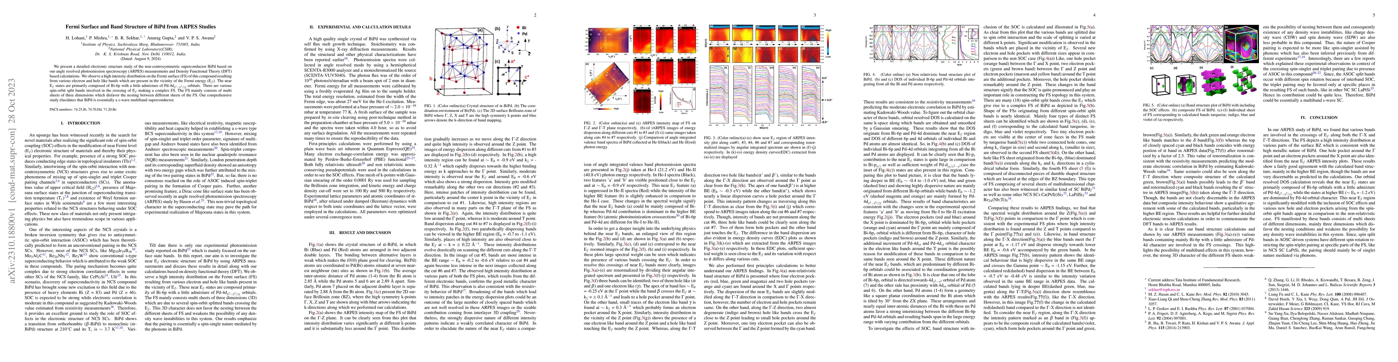 Thumbnail for Fermi surface and band structure of BiPd from ARPES studies