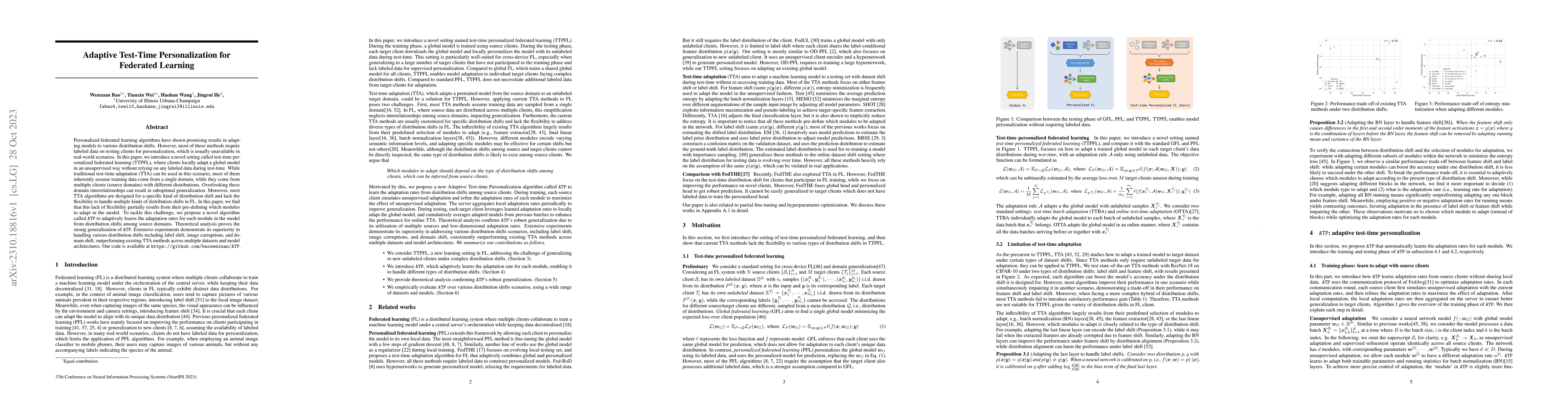 Thumbnail for Adaptive Test-Time Personalization for Federated Learning