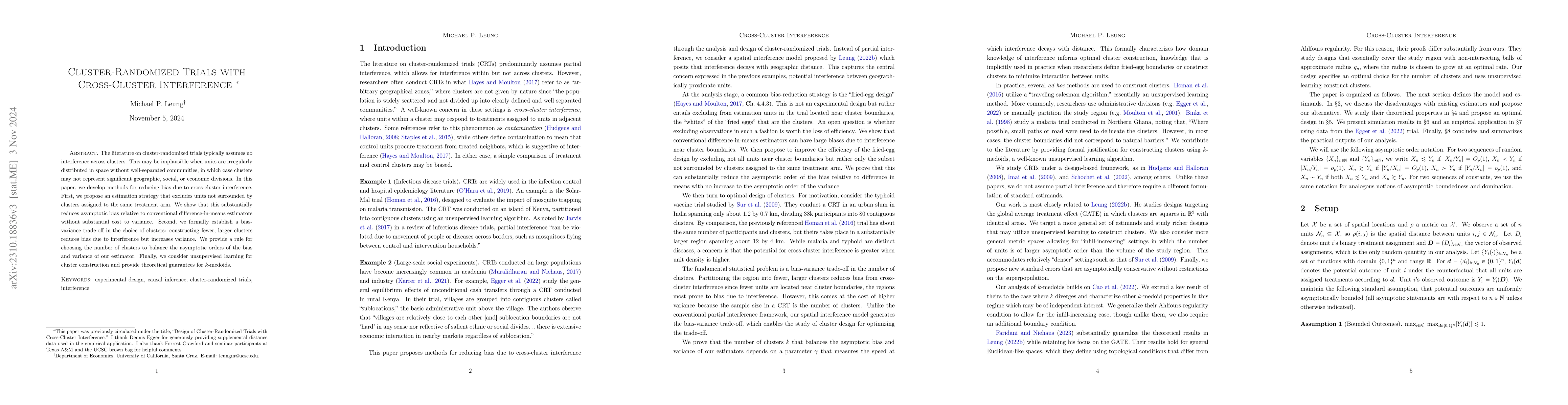 Thumbnail for Design of Cluster-Randomized Trials with Cross-Cluster Interference