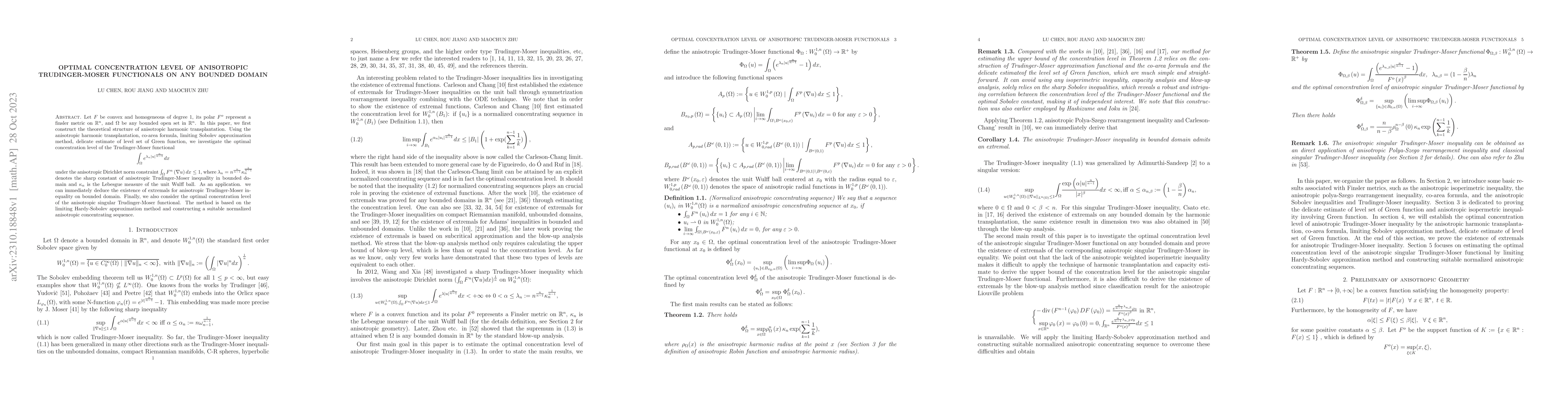 Thumbnail for Optimal concentration level of anisotropic Trudinger-Moser functionals
  on any bounded domain