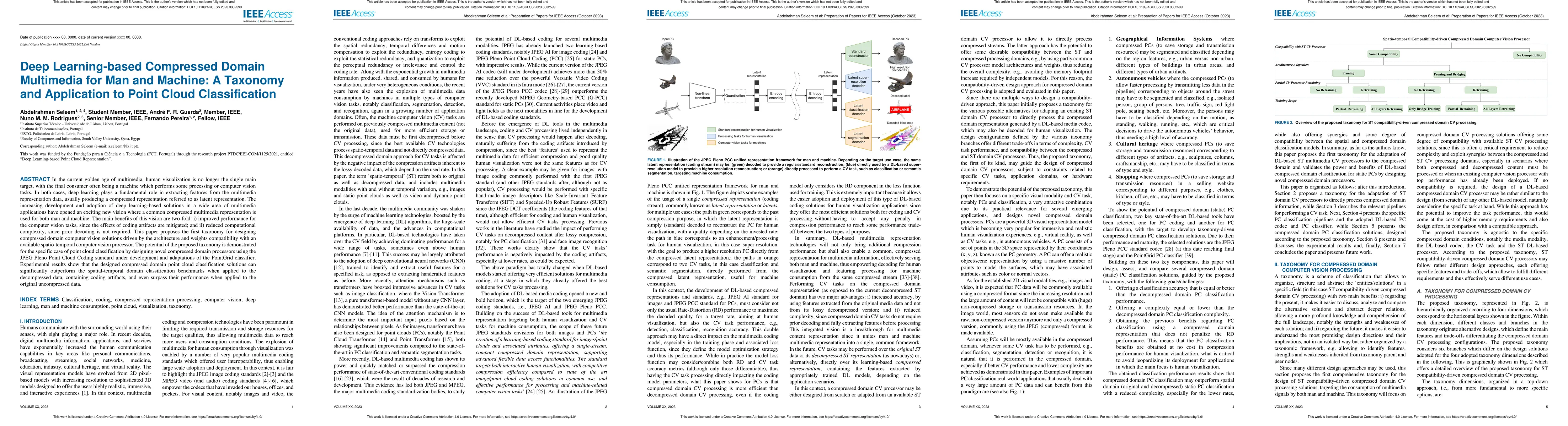 Thumbnail for Deep Learning-based Compressed Domain Multimedia for Man and Machine: A
  Taxonomy and Application to Point Cloud Classification