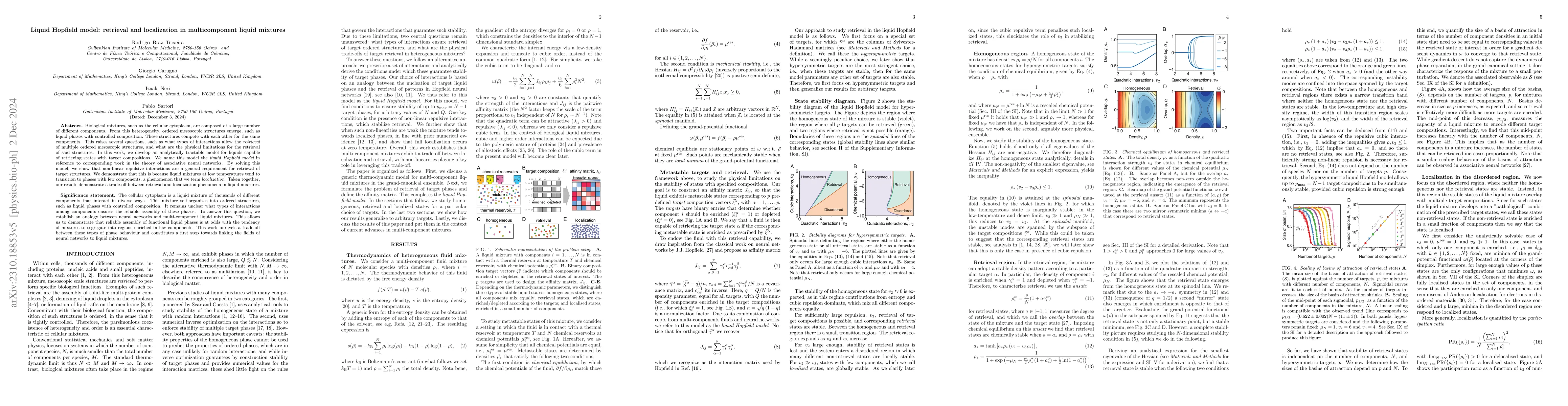 Thumbnail for Liquid Hopfield model: retrieval and localization in heterogeneous
  liquid mixtures