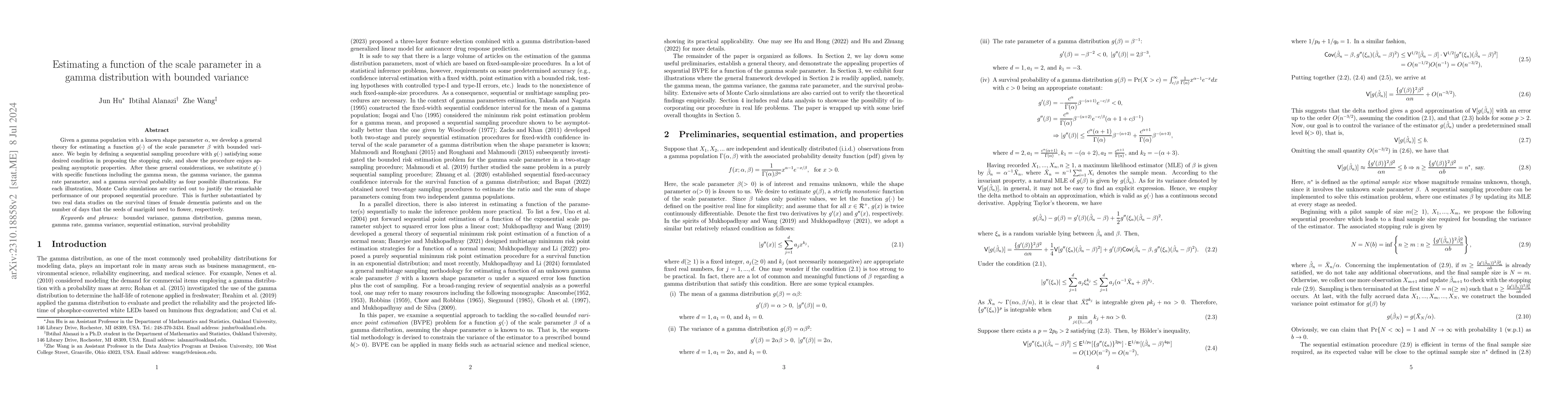 Thumbnail for Estimating a function of the scale parameter in a gamma distribution
  with bounded variance