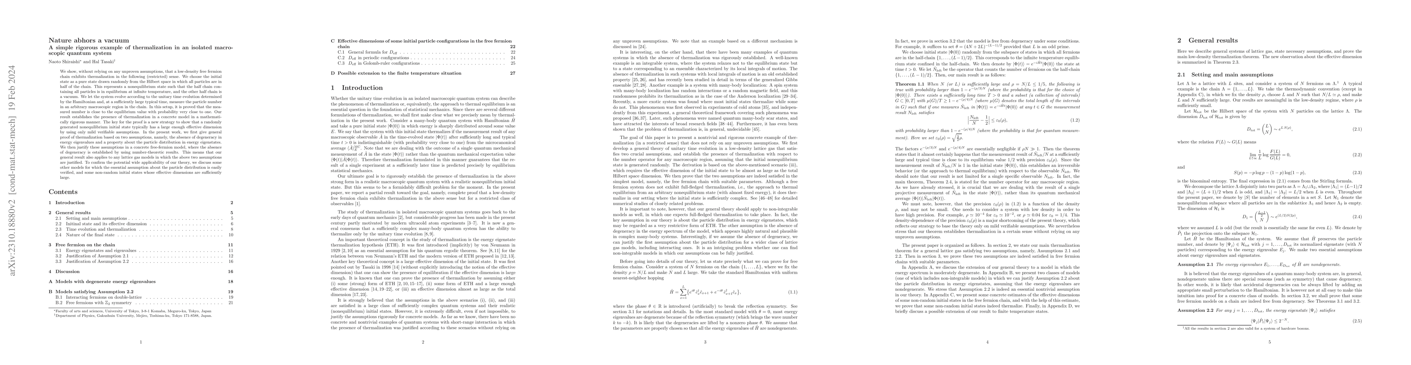 Thumbnail for Nature abhors a vacuum: A simple rigorous example of thermalization in
  an isolated macroscopic quantum system