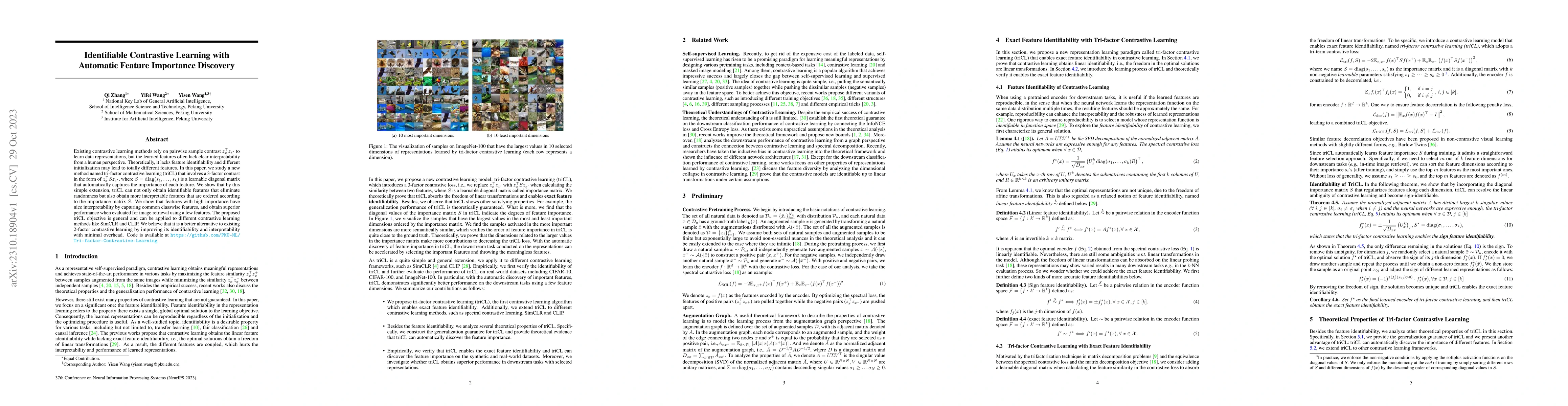Thumbnail for Identifiable Contrastive Learning with Automatic Feature Importance
  Discovery