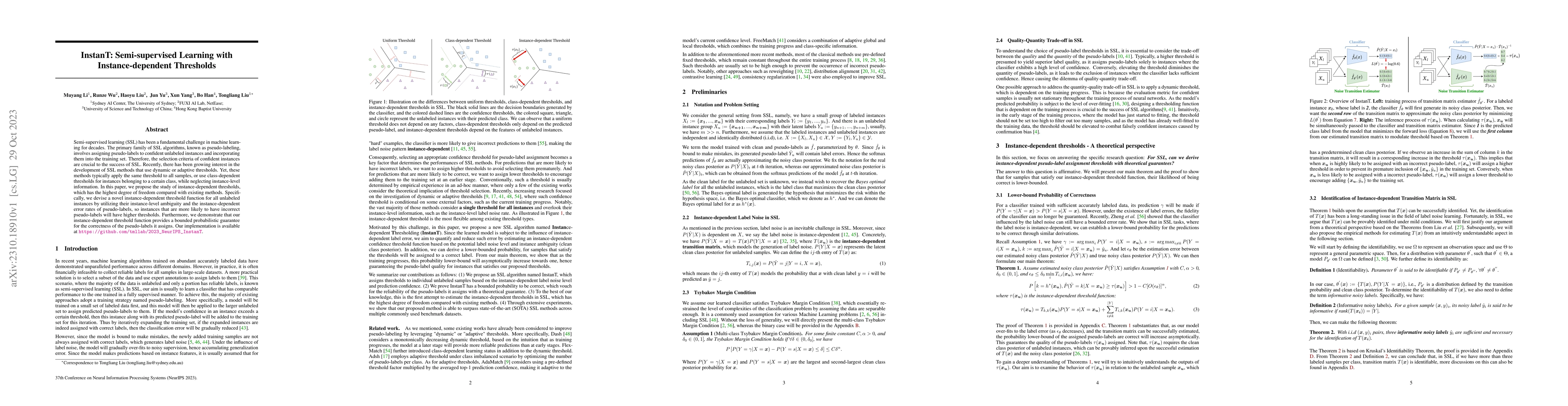 Thumbnail for InstanT: Semi-supervised Learning with Instance-dependent Thresholds