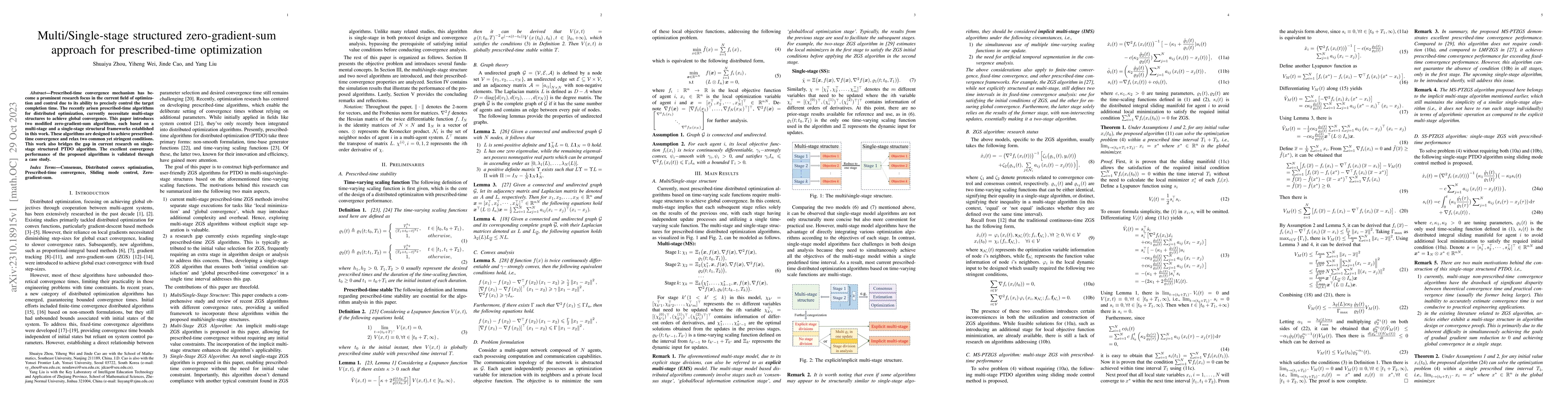 Thumbnail for Multi/Single-stage structured zero-gradient-sum approach for
  prescribed-time optimization