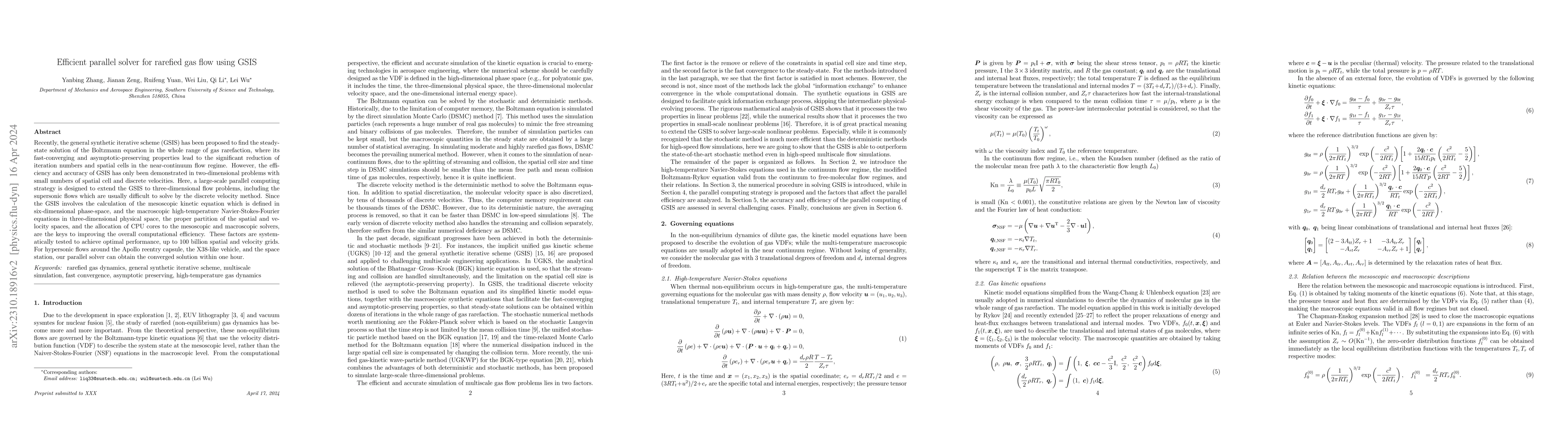 Thumbnail for Efficient parallel solver for rarefied gas flow using GSIS