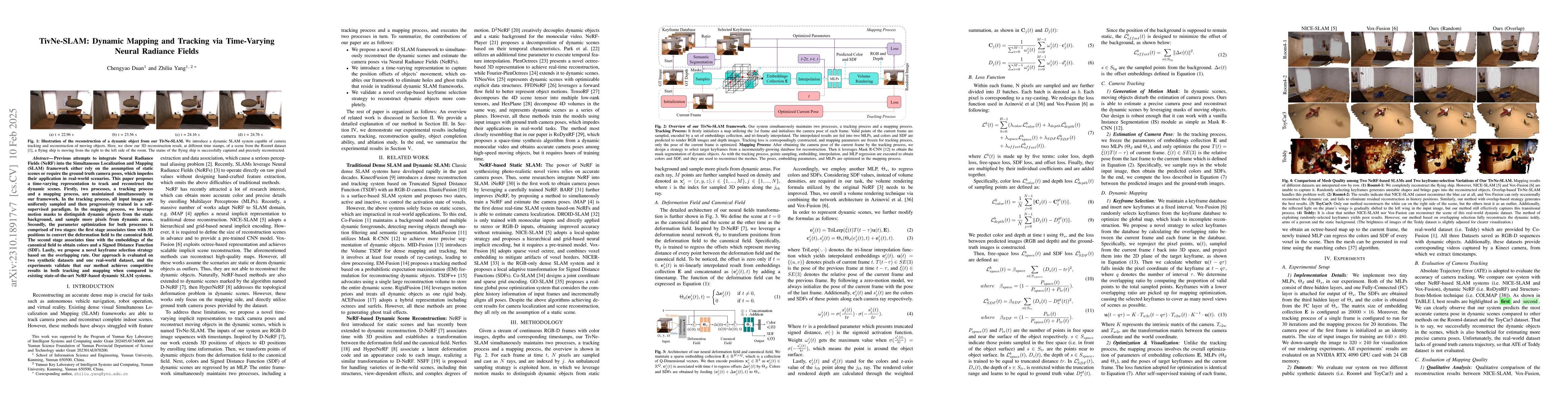 Thumbnail for TivNe-SLAM: Dynamic Mapping and Tracking via Time-Varying Neural
  Radiance Fields