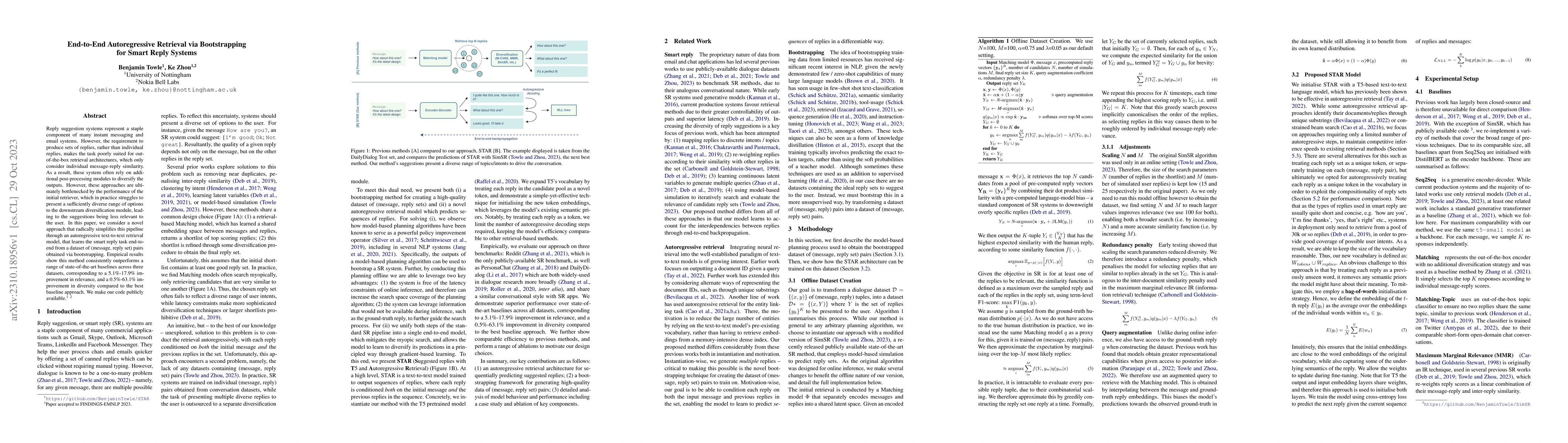 Thumbnail for End-to-End Autoregressive Retrieval via Bootstrapping for Smart Reply
  Systems