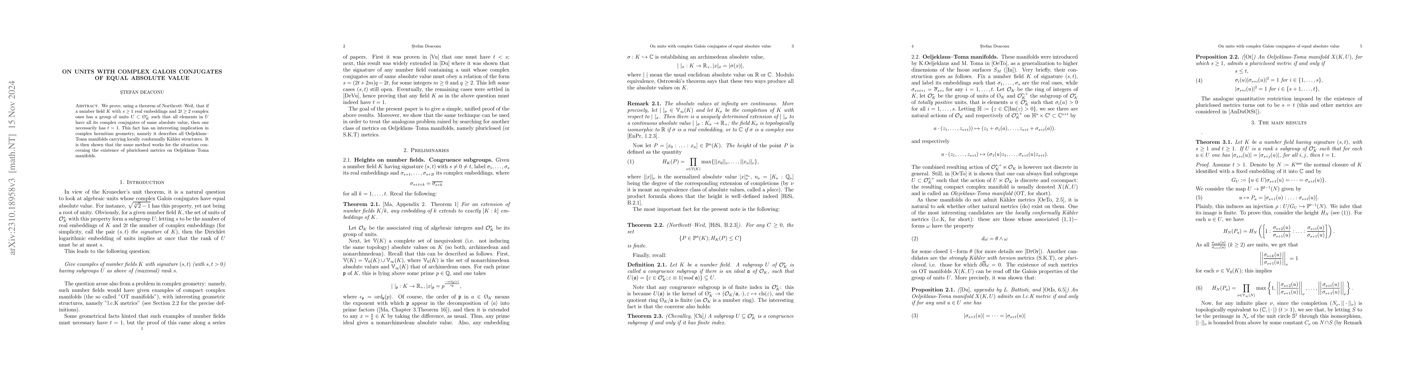 Thumbnail for On units with Galois complex conjugates of equal absolute value