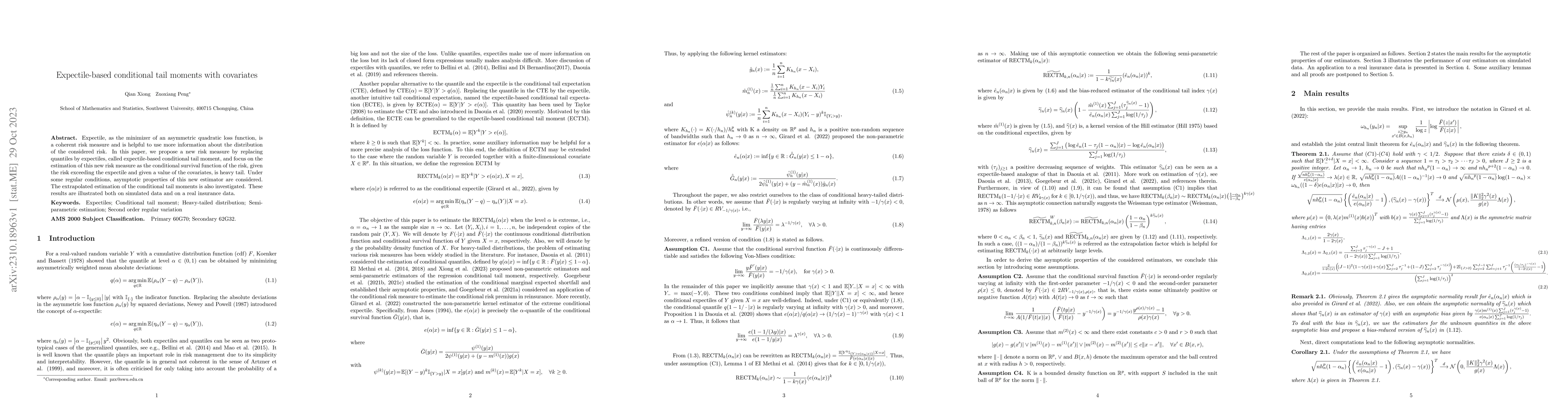 Thumbnail for Expectile-based conditional tail moments with covariates