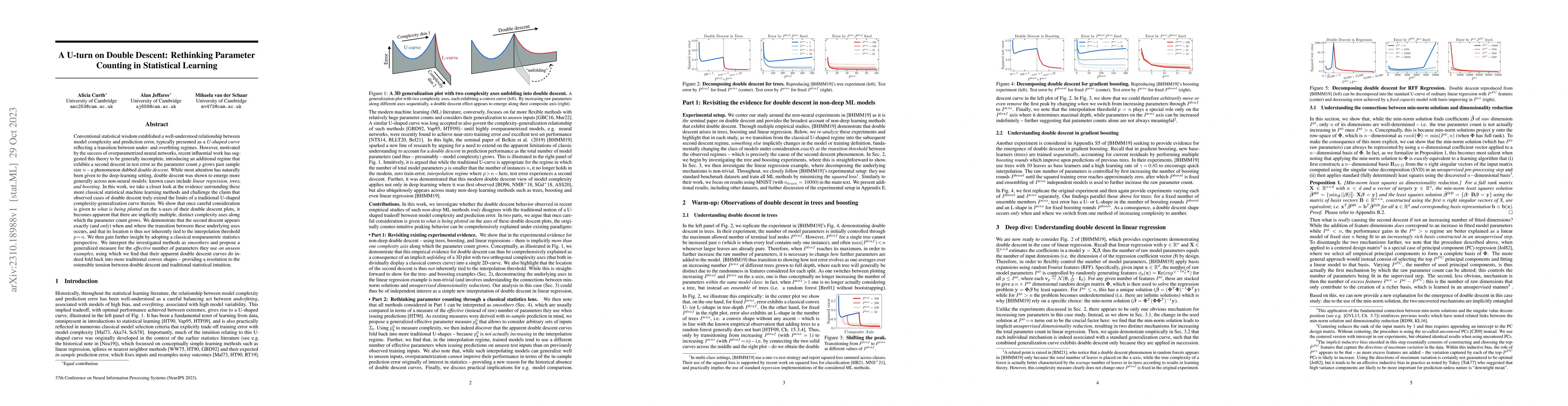 Thumbnail for A U-turn on Double Descent: Rethinking Parameter Counting in Statistical
  Learning