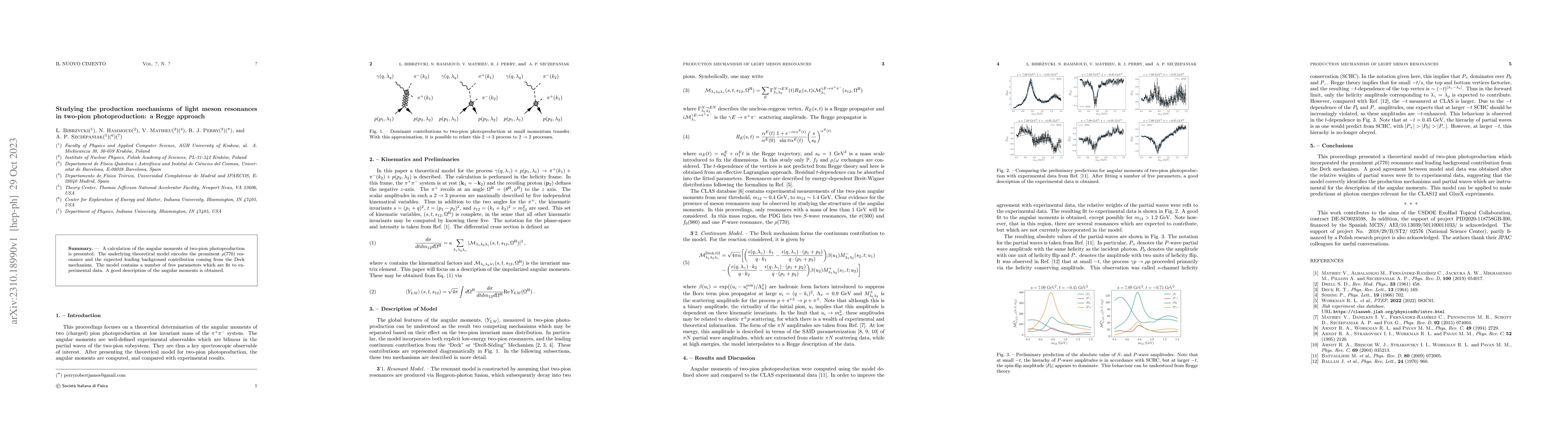 Thumbnail for Studying the production mechanisms of light meson resonances in two-pion
  photoproduction: a Regge approach