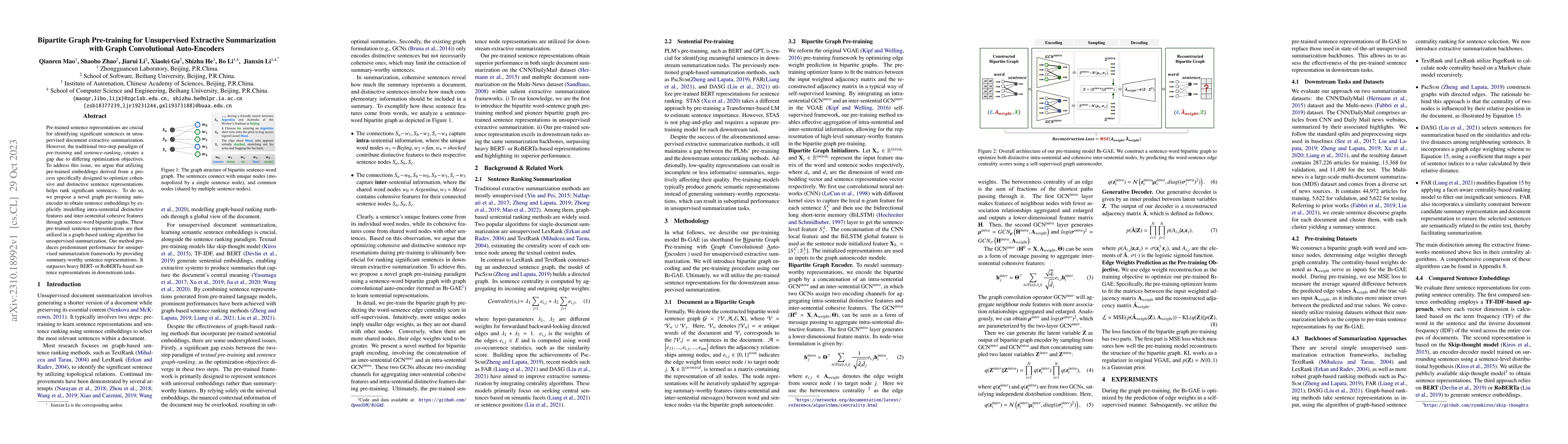 Thumbnail for Bipartite Graph Pre-training for Unsupervised Extractive Summarization
  with Graph Convolutional Auto-Encoders