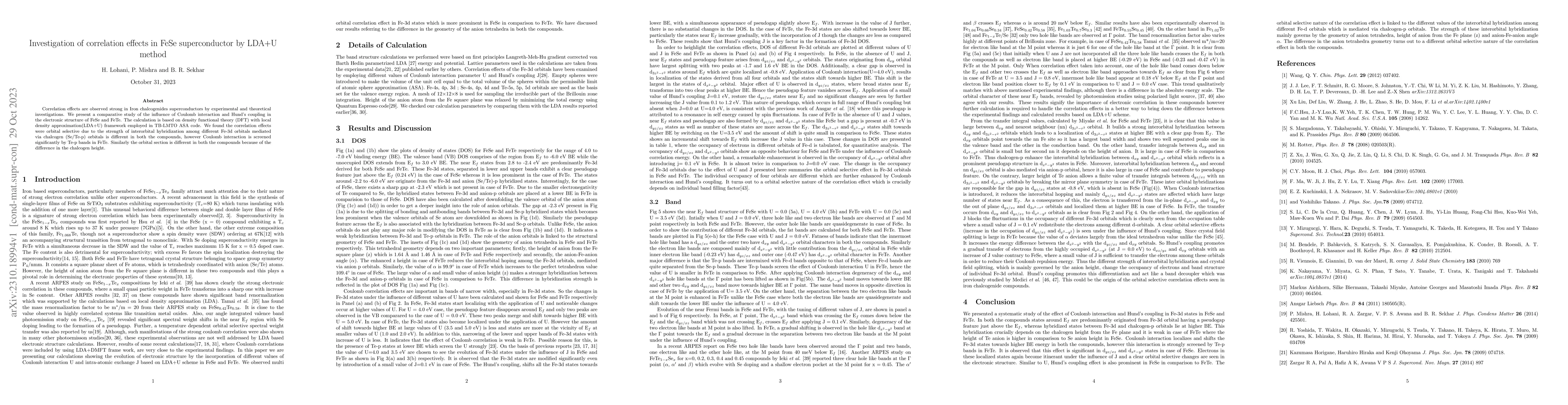 Thumbnail for Investigation of correlation effects in FeSe and FeTe by LDA + U method