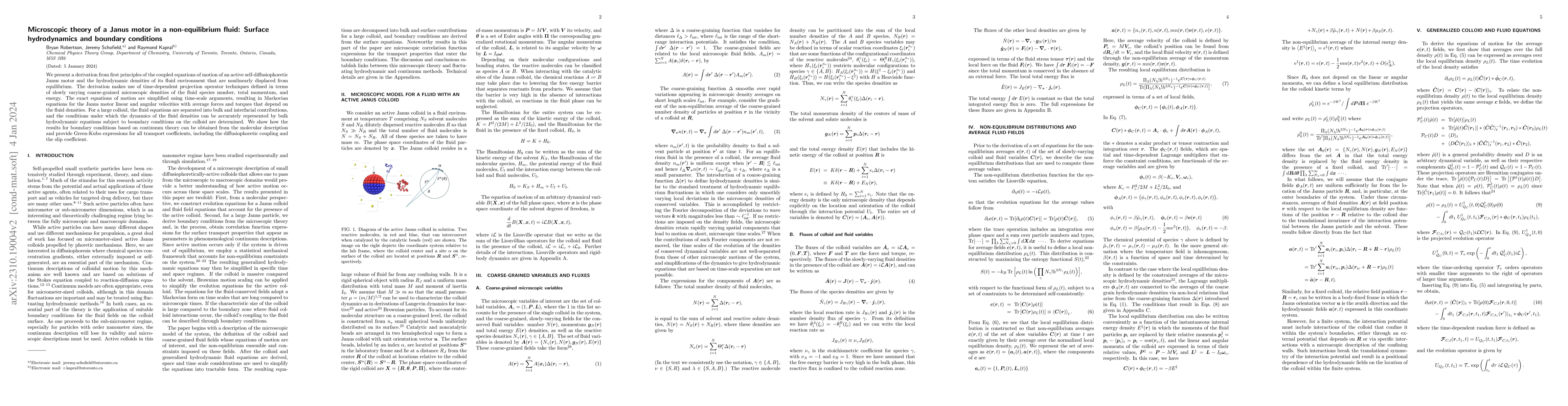 Thumbnail for Microscopic theory of a Janus motor in a non-equilibrium fluid: Surface
  hydrodynamics and boundary conditions