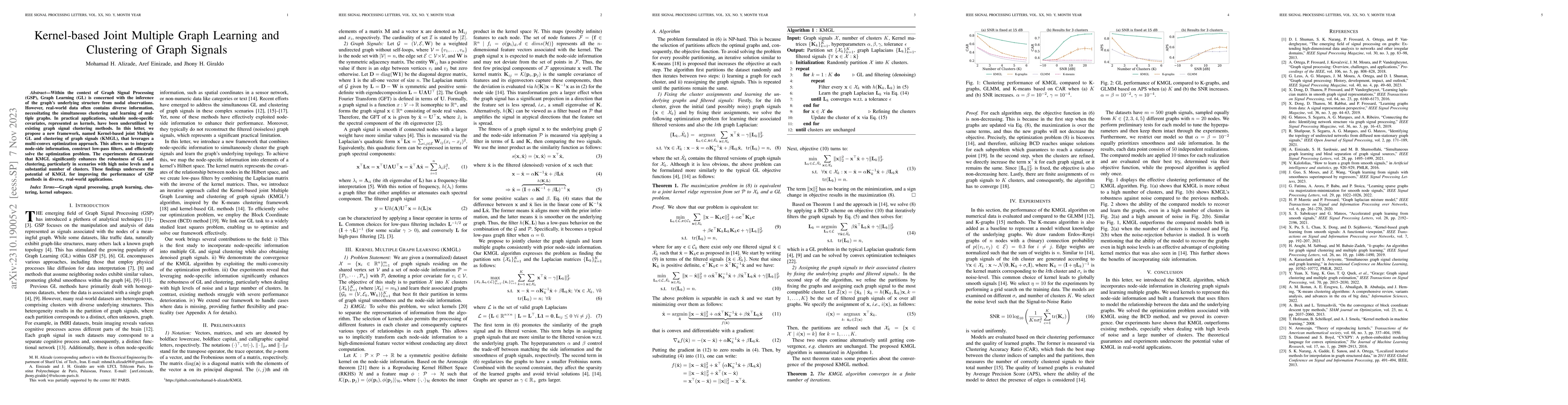 Thumbnail for Kernel-based Joint Multiple Graph Learning and Clustering of Graph
  Signals