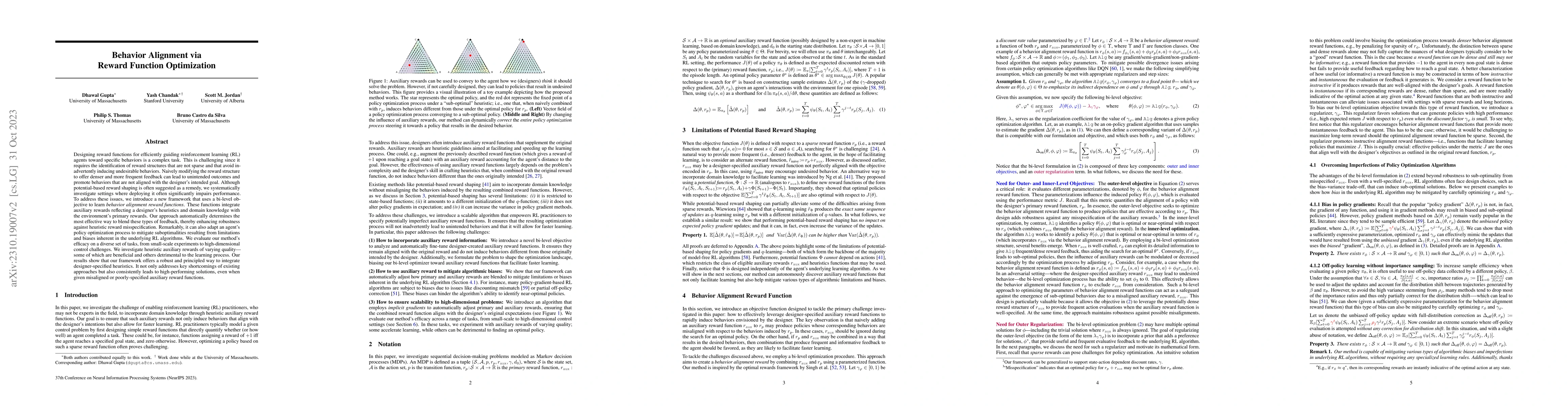 Thumbnail for Behavior Alignment via Reward Function Optimization