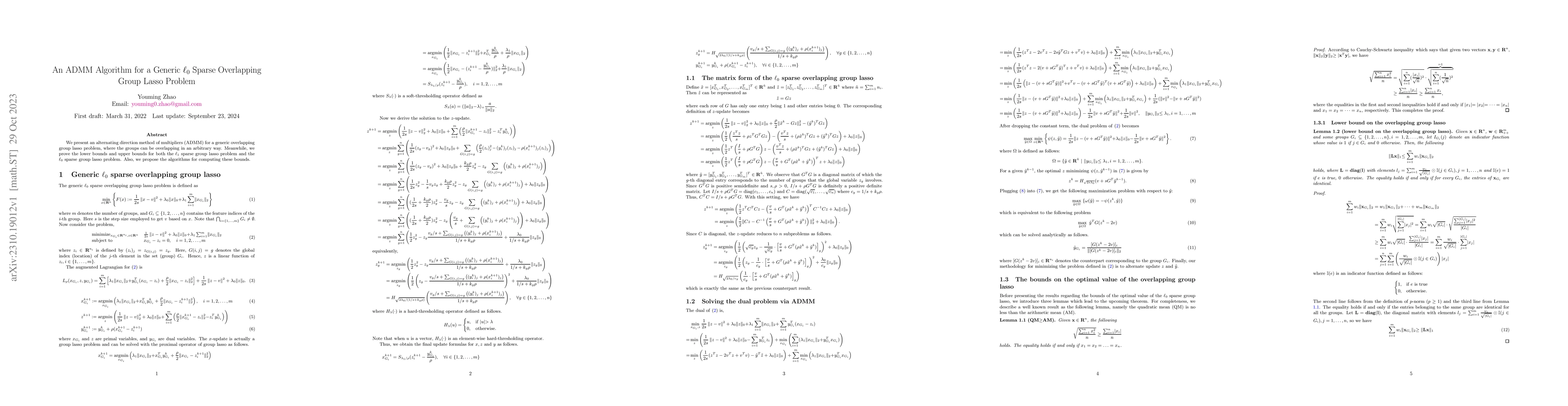 Thumbnail for An ADMM Algorithm for a Generic $\ell_0$ Sparse Overlapping Group Lasso
  Problem