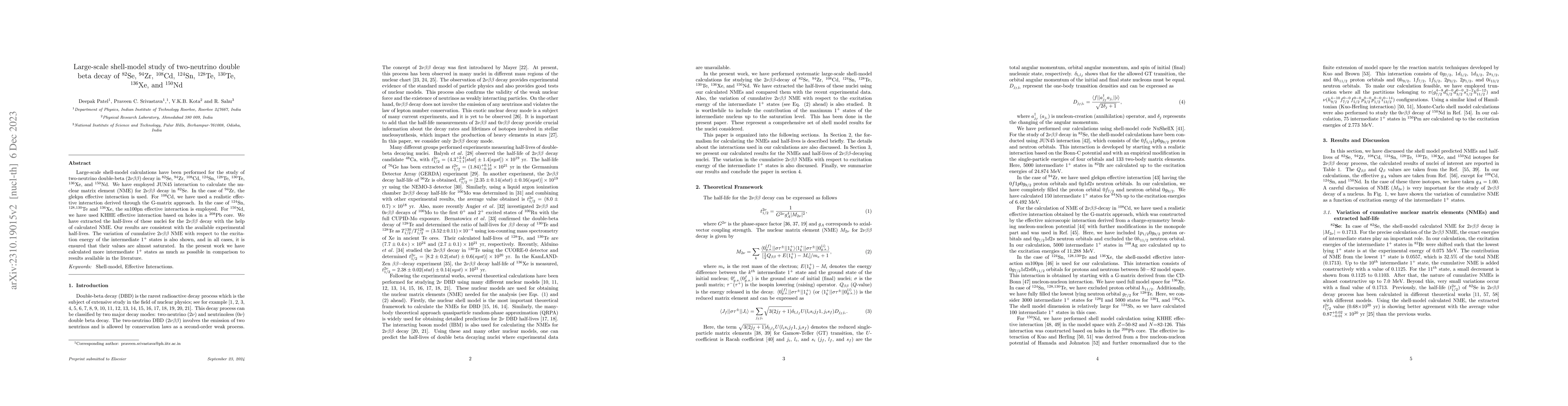 Thumbnail for Large-scale shell-model study of two-neutrino double-beta decay of
  $^{82}$Se, $^{94}$Zr, $^{108}$Cd, $^{124}$Sn, $^{128}$Te, $^{130}$Te,
  $^{136}$Xe, and $^{150}$Nd