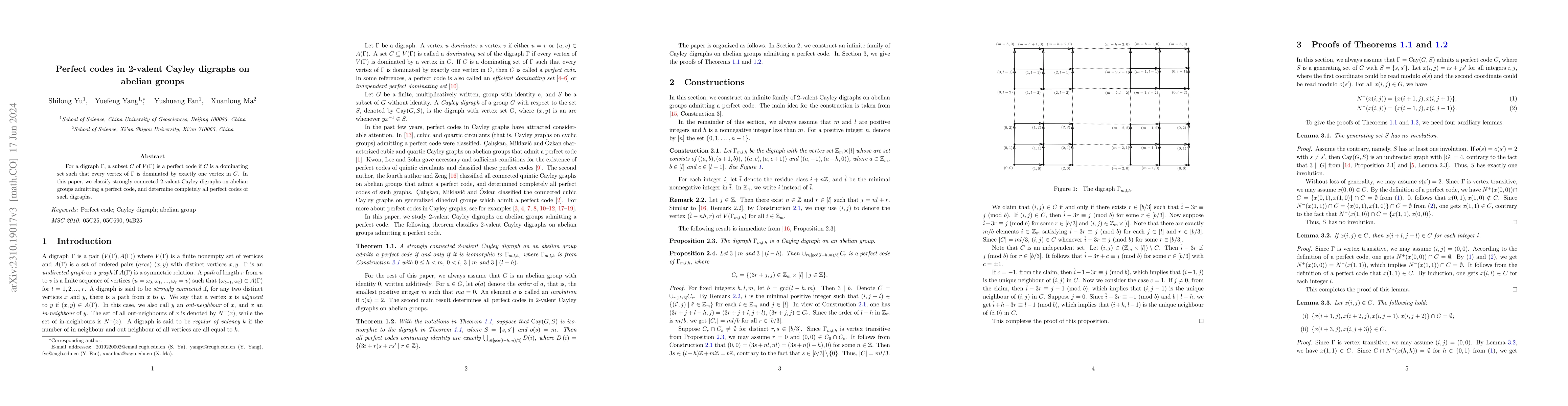 Thumbnail for Perfect codes in 2-valent Cayley digraphs on abelian groups