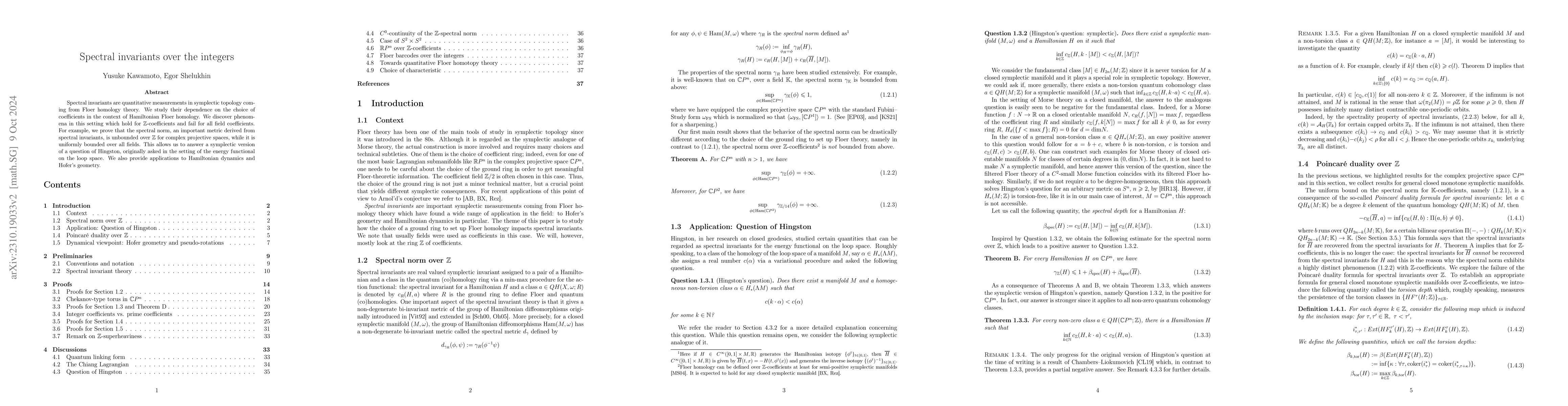 Thumbnail for Spectral invariants over the integers