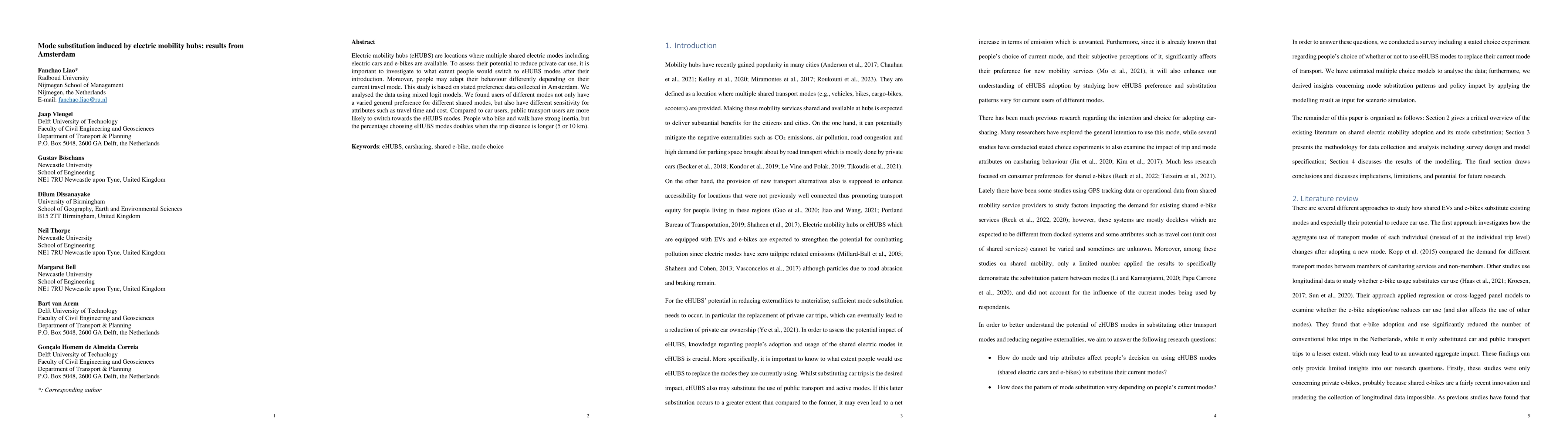 Thumbnail for Mode substitution induced by electric mobility hubs: results from
  Amsterdam