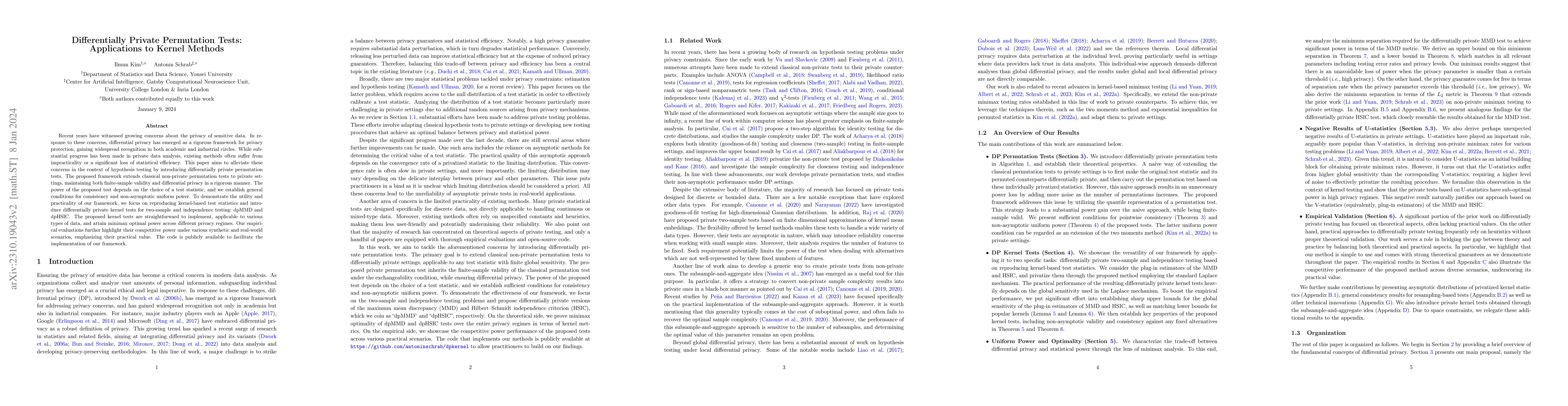 Thumbnail for Differentially Private Permutation Tests: Applications to Kernel Methods