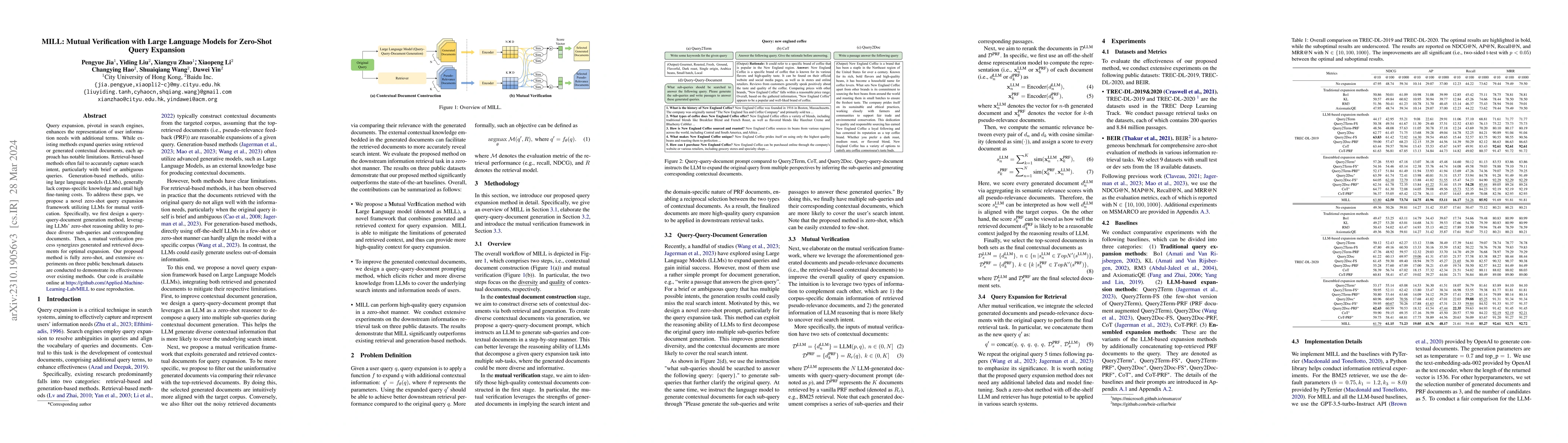 Thumbnail for MILL: Mutual Verification with Large Language Models for Zero-Shot Query
  Expansion