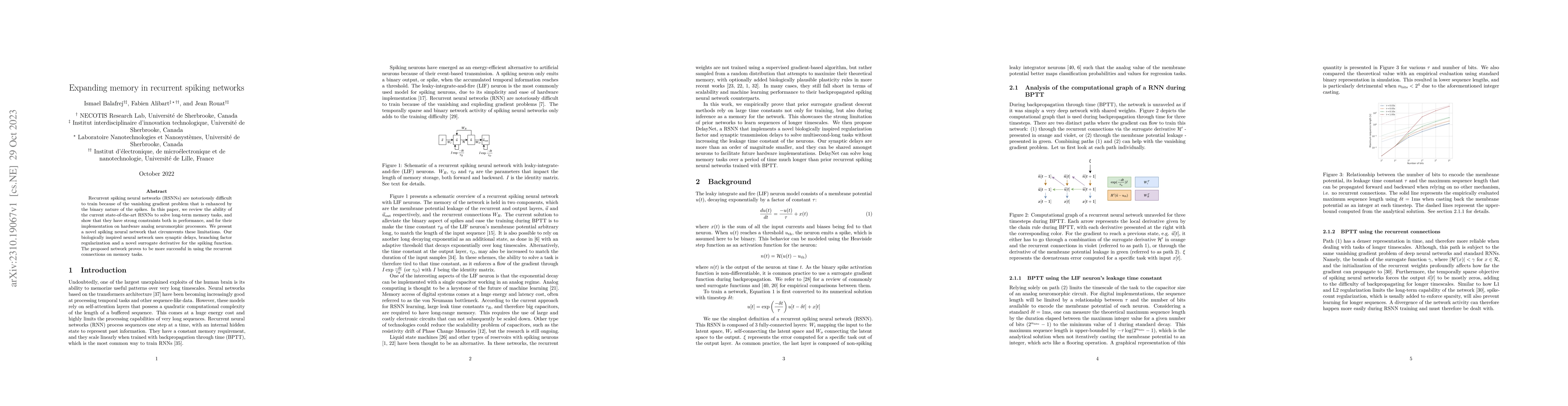 Thumbnail for Expanding memory in recurrent spiking networks